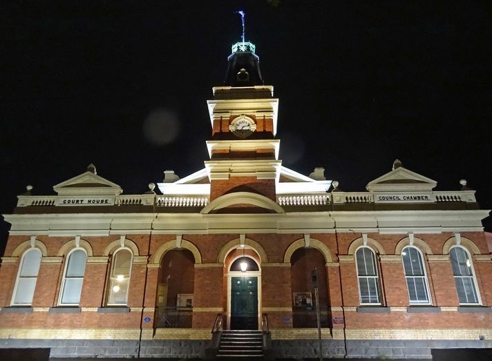Buninyong Town Hall at night